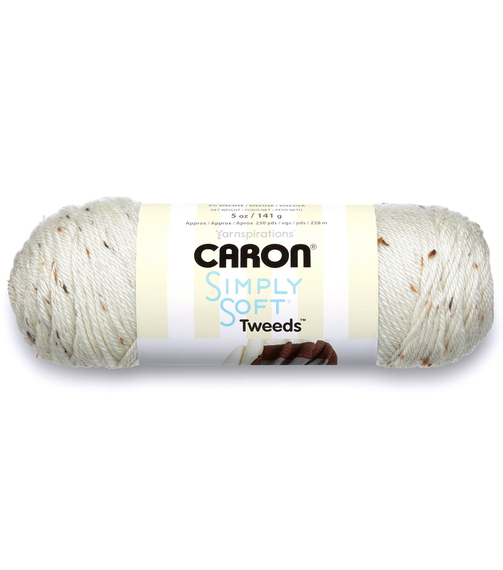 Caron Simply Soft Tweeds 250yds Worsted Acrylic Yarn, Off White, hi-res