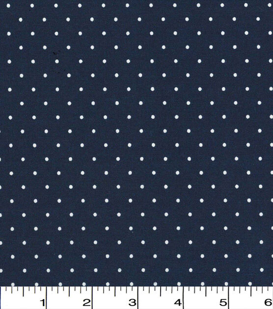 White Dots on Navy Quilt Cotton Fabric by Quilter's Showcase, , hi-res, image 2