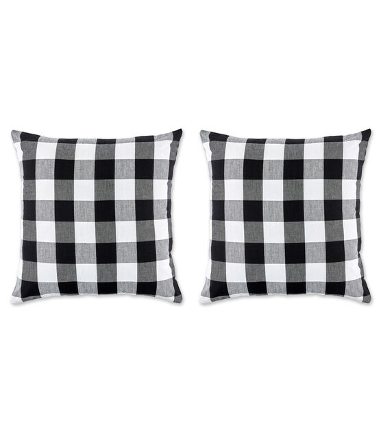 Design Imports Buffalo Check Set of 2 Pillow Covers Black & White
