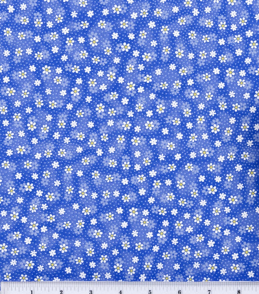Fabric Traditions Small Daisies Cotton Fabric by Keepsake Calico, Blue, swatch