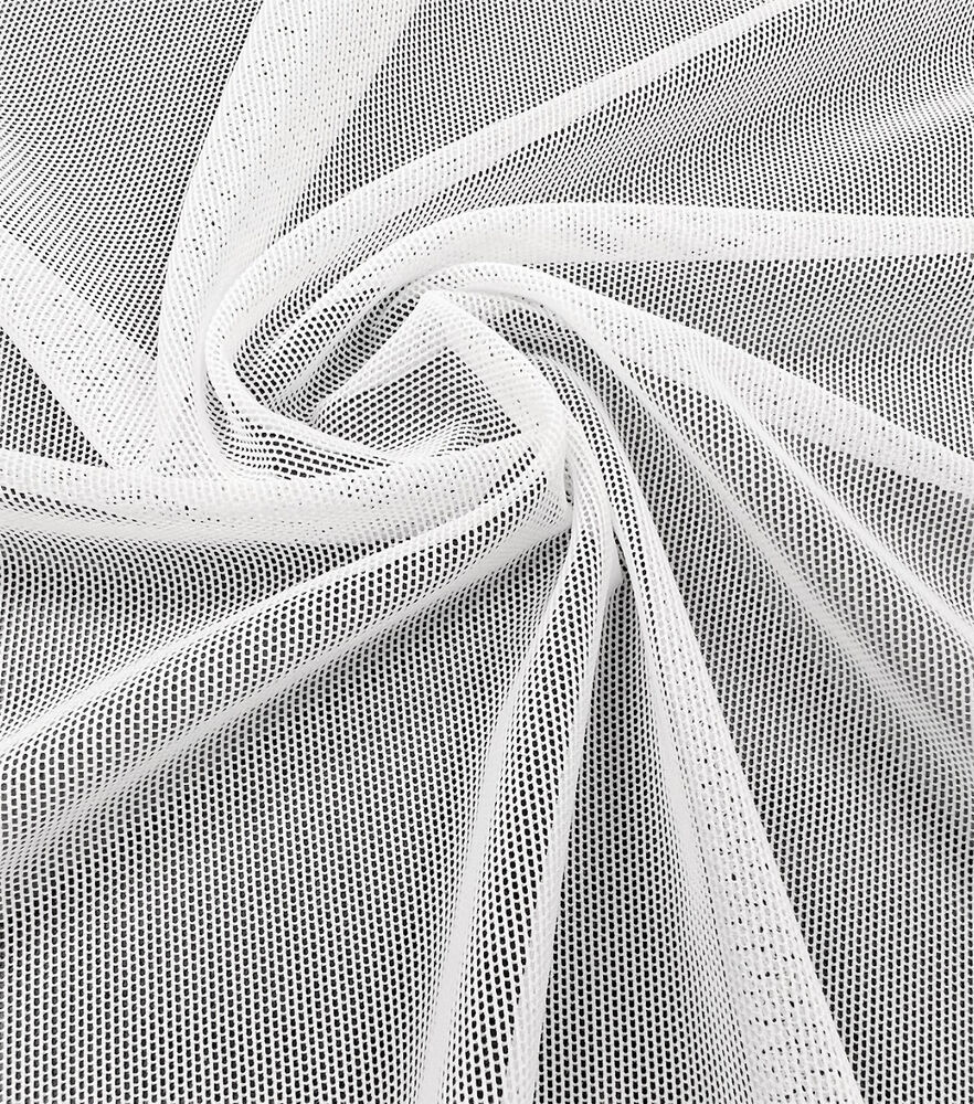 Performance Nylon Spandex Power Mesh Fabric, White, swatch