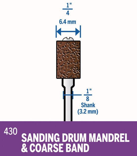 Dremel 1/4'' 60 Grit Sanding Band And Mandrel, , hi-res, image 2