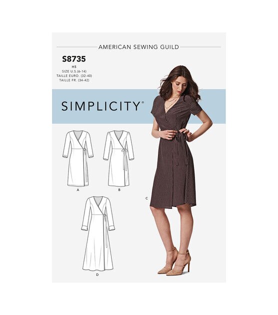 Simplicity Pattern S8735  Misses Petite Dress  Size U5 (16-18-20-22-24)
