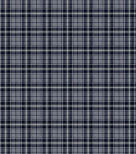 Navy & Grey Plaid Super Snuggle Flannel Fabric, , hi-res, image 1