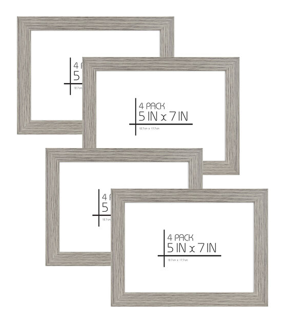 MCS Gray 5"x7" Woodgrain Value Frames 4pk