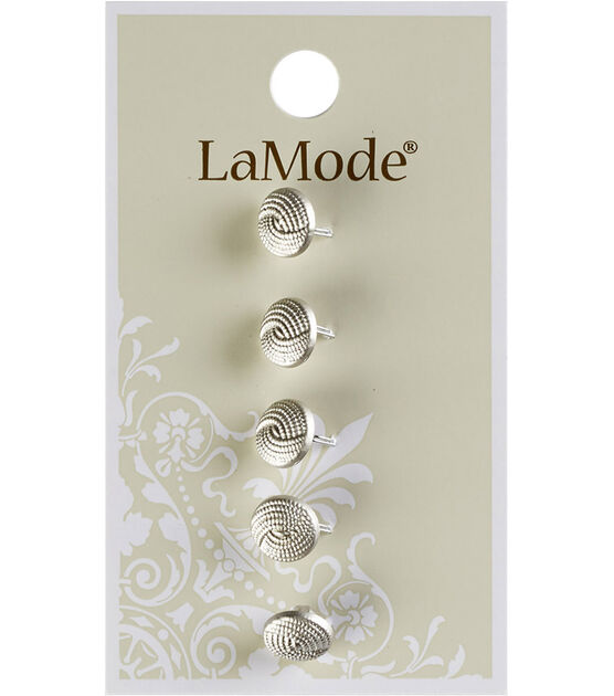 La Mode 5/16" Silver Swirls Shank Buttons 5pk