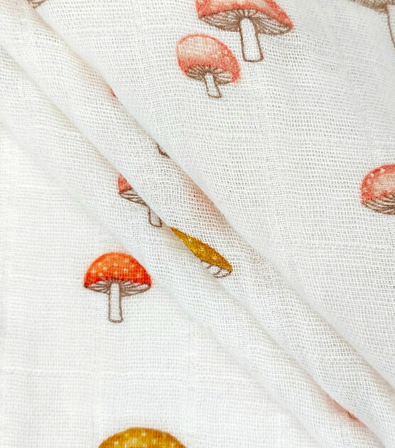 Woodland Mushroom Swaddle Organic Nursery Cotton Fabric, , hi-res, image 2