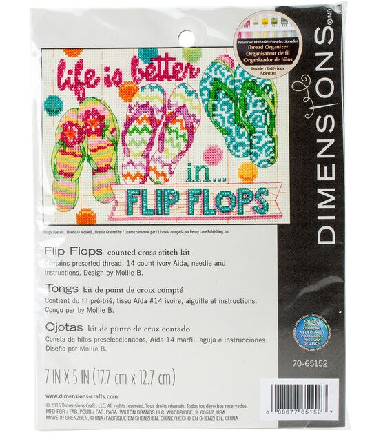 Dimensions 7''x5'' Counted Cross Stitch Kit Flip Flops