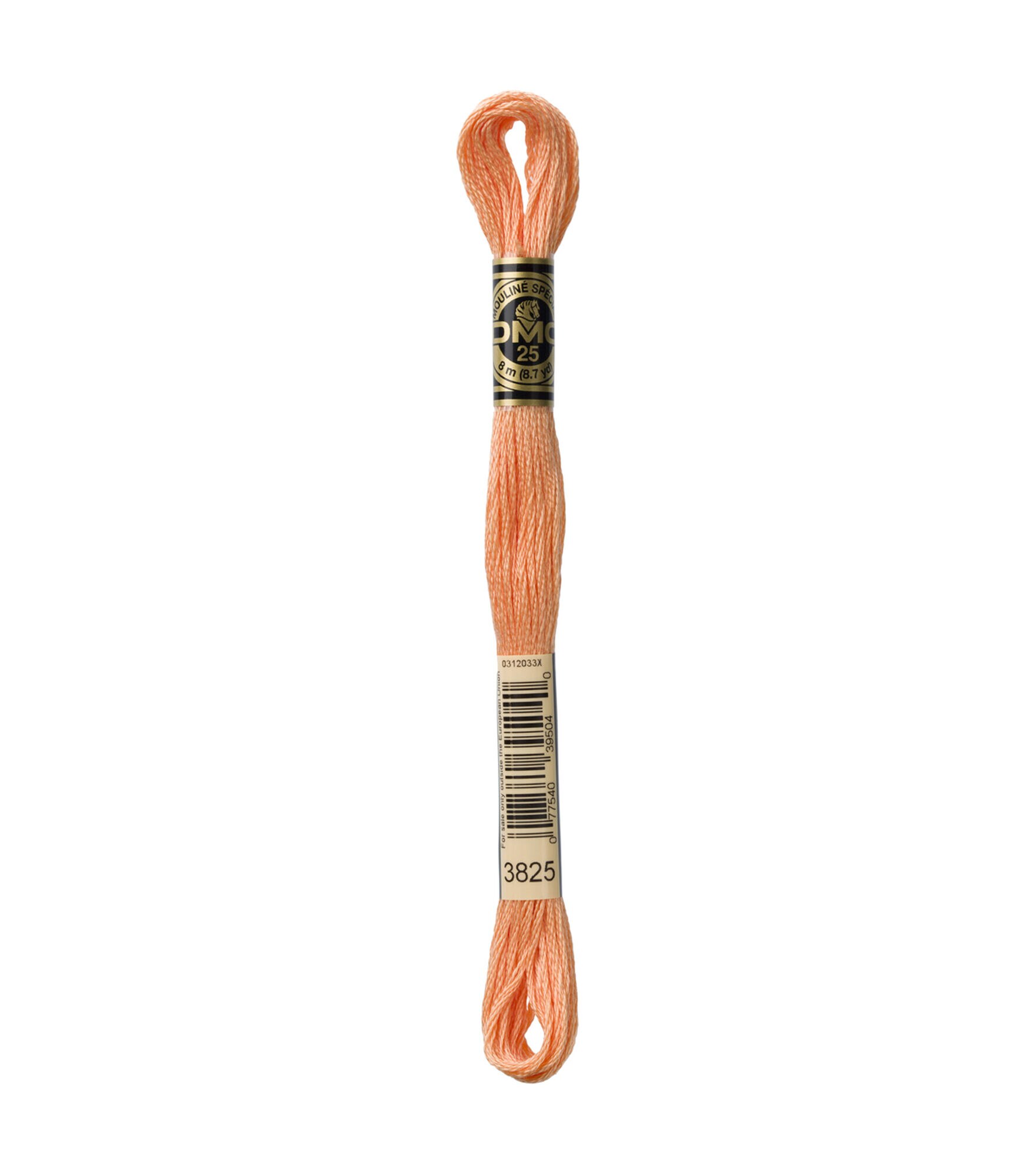 DMC 8.7yd Red & Oranges 6 Strand Cotton Embroidery Floss, 3825 Pale Pumpkin, hi-res