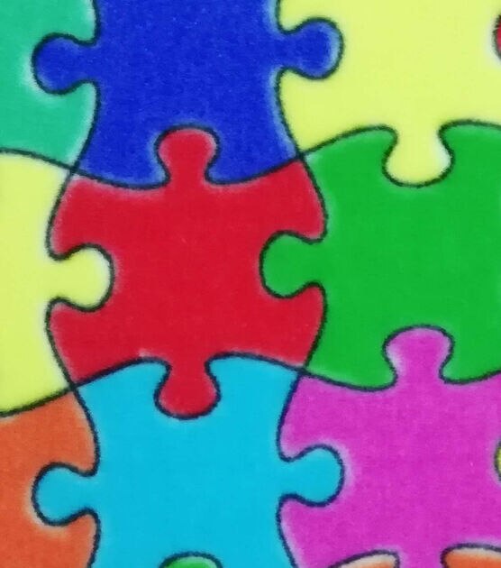Multicolor Jigsaw Puzzle Anti Pill Fleece Fabric