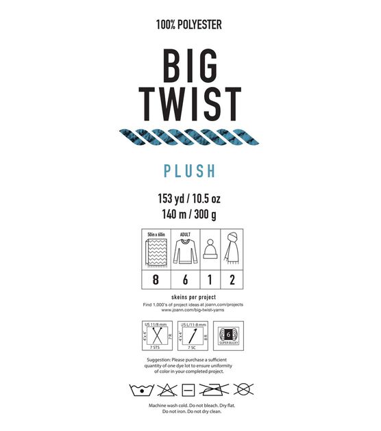 Plush 153yds Super Bulky Polyester Yarn by Big Twist, , hi-res, image 2