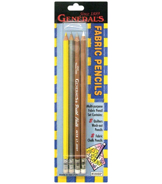 Fabric Pencils 4 Pkg Grey, White, Silver, Yellow