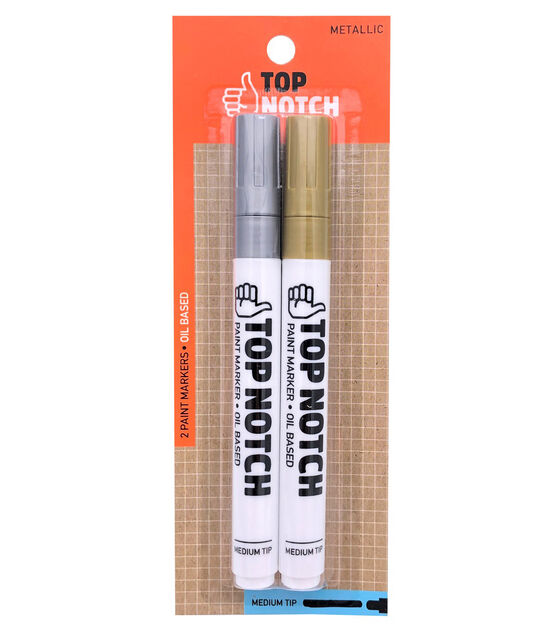 2ct Gold & Silver Medium Tip Oil Based Paint Markers by Top Notch
