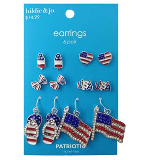 6ct Patriotic Flag & Flipflop Earrings