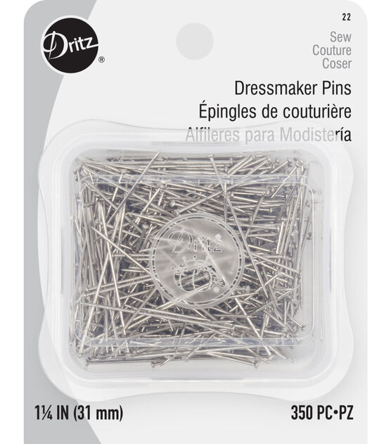 Dritz 1-1/4" Dressmaker Pins, Nickel, 350 pc