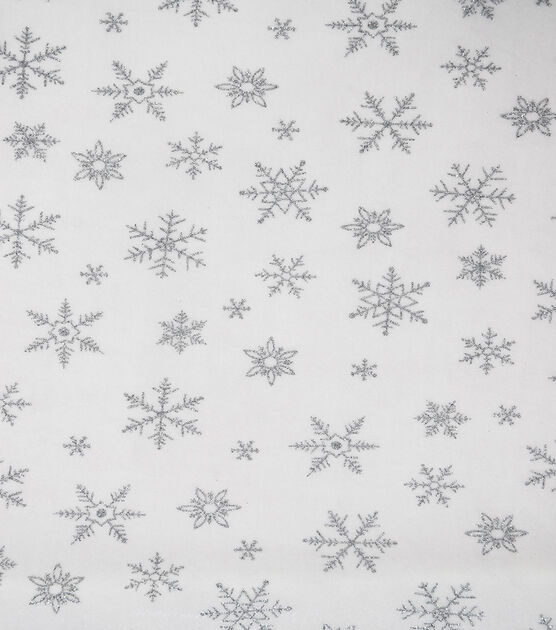 White Snowflake Glitter Velvet Fabric by Sew Sweet