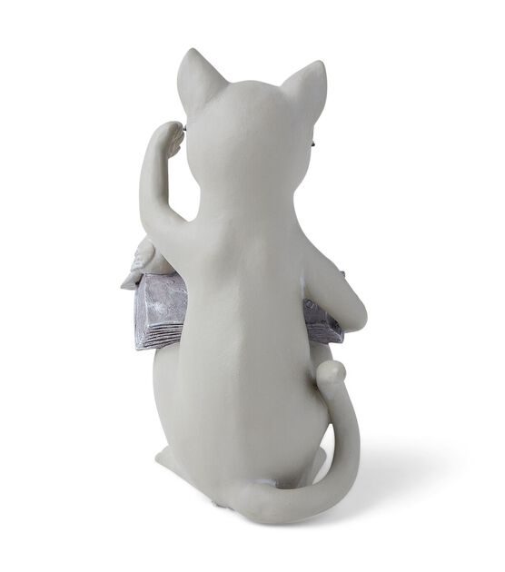 10" Spring Reading Cat Outdoor Garden Statue by Place & Time, , hi-res, image 4