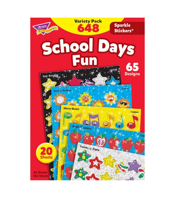TREND 648pc School Days Fun Sparkle Stickers Variety Pack