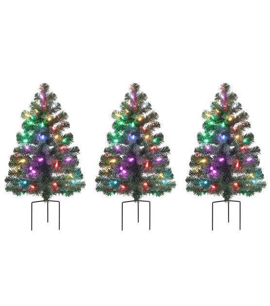 Mr. Christmas 2.5' Pre Lit Alexa Enabled Pathway Christmas Trees 3ct, , hi-res, image 8