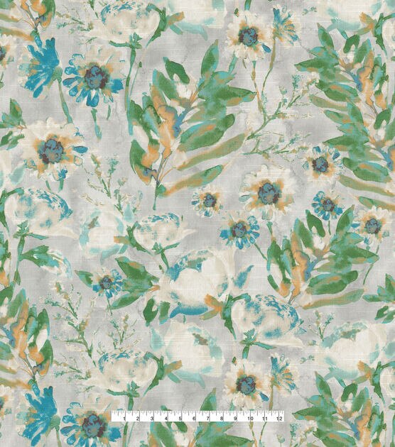 Kelly Ripa Home Upholstery Decor Fabric Flower Mania Seaglass, , hi-res, image 2