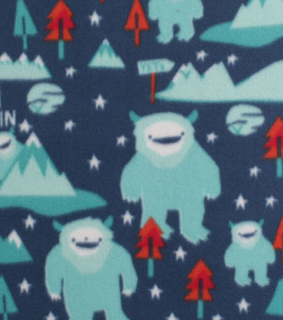 Happy Yetis Blizzard Fleece Fabric
