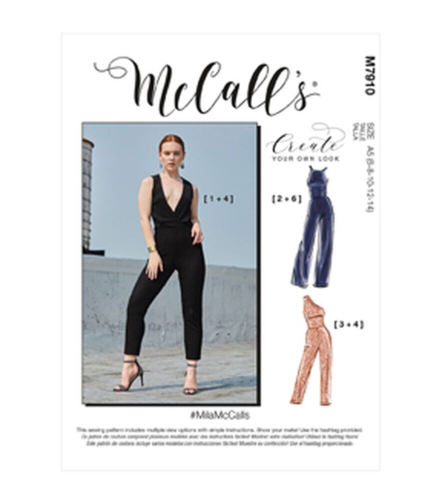 McCall's M7910 Size 6 to 22 Misses Jumpsuits Sewing Pattern, E5 (14-16-18-20-22), swatch