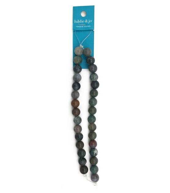 12" Green Round Jasper Stone Bead Strand by hildie & jo