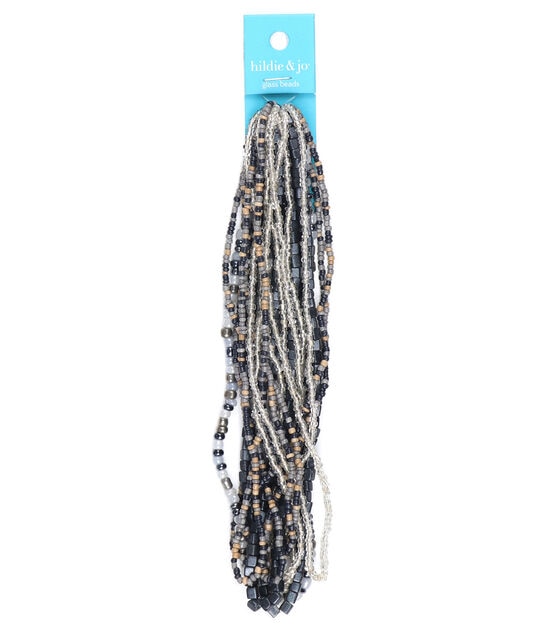 14" Gray Glass Multi Strand Seed Strung Beads by hildie & jo
