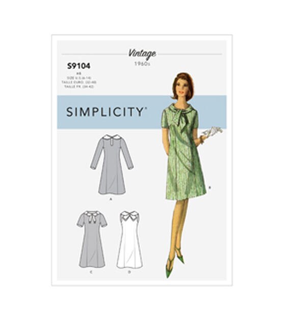 Simplicity S9104 Size 6 to 14 Misses Vintage Dress Sewing Pattern