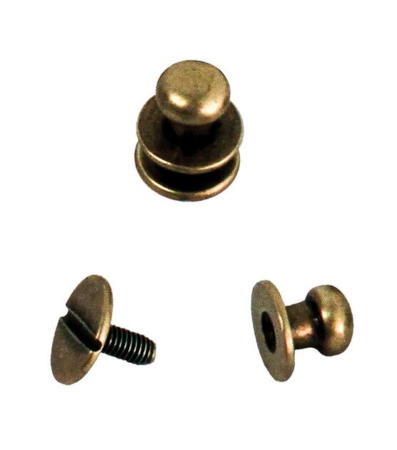 Realeather 4pk Button Studs Antique Brass, , hi-res, image 2