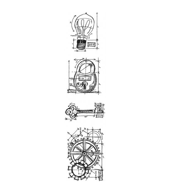 Stampers Anonymous Mini Industrial Blueprints Strip Cling Stamps