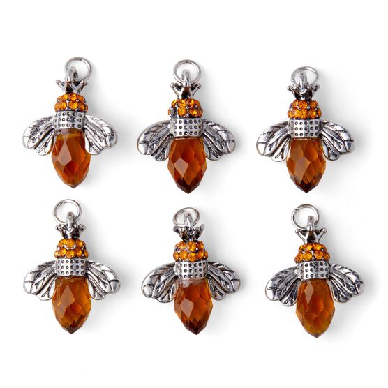6pk Metal & Glass Antique Bee Charms by hildie & jo, , hi-res, image 2