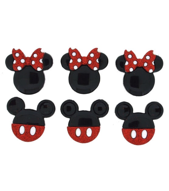 Dress It Up 6ct Disney Glitter Mickey & Minnie Shank Buttons
