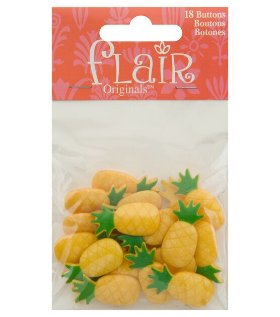 Flair Originals 1" Pineapple Shank Buttons 18pk