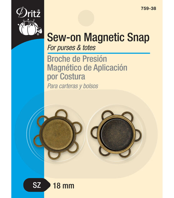 Dritz Magnetic Flower Sew-On Snap, 1 Set, Antique brass