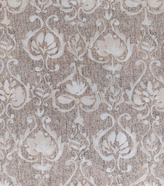 Cotton Canvas Simple Damask Ivory Fabric