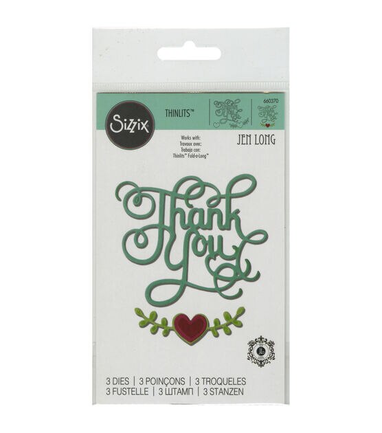Sizzix Thinlits Thank You With Hearts Dies