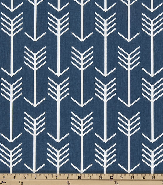 Premier Prints Upholstery Fabric Arrow Premier Navy White Twill, , hi-res, image 2