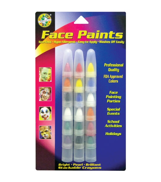 Face Paint Stackable Crayons 18 Pkg Bright, Pearl & Brilliant