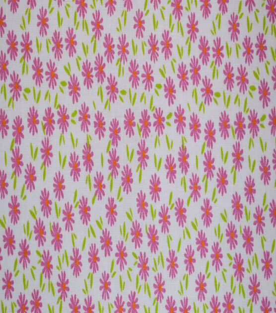 Pink Packed Ditsy Floral on White Cotton Fabric by Quilter's Showcase, , hi-res, image 2