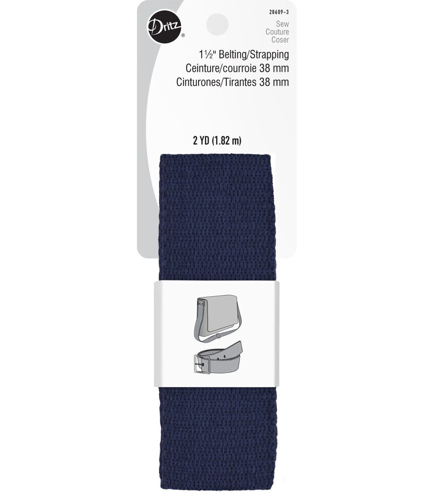 Dritz 1.5" Belting Strapping 2yd, Navy, swatch, image 2