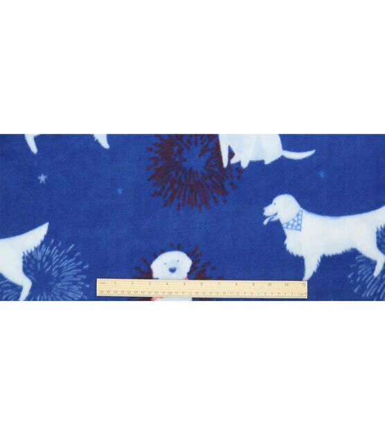 Patriotic Dogs on Blue Anti Pill Fleece Fabric, , hi-res, image 4