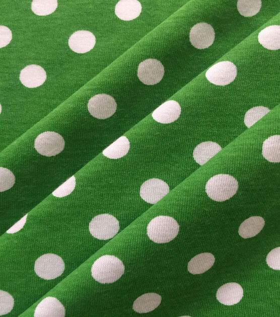 POP! Polka Dots Light Green and White Juvenile Cotton Knit Fabric | JOANN