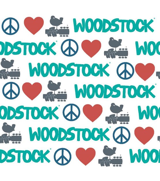 Woodstock Cotton Fabric Peace Love