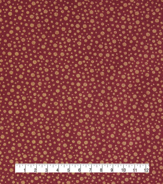 Metallic Gold Dots on Burgundy Quilt Cotton Fabric by Keepsake Calico, , hi-res, image 1