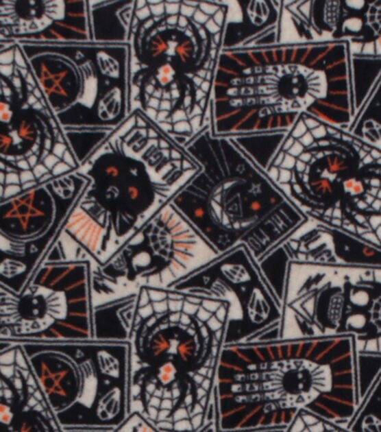 Black & White Tarot Cards Anti Pill Fleece Fabric