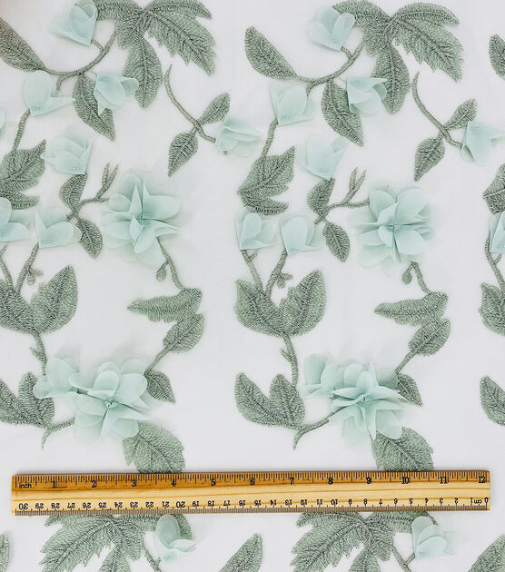 Green 3D Floral & Vines Mesh Fabric by Sew Sweet, , hi-res, image 2