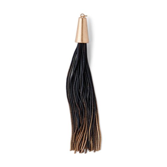 Gold & Black Tassel Pendant by hildie & jo, , hi-res, image 2