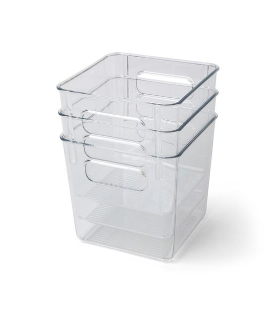 6" Clear Plastic Storage Bins 3pk by Top Notch, , hi-res, image 3