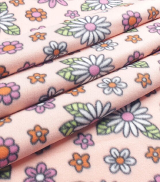 Pink & White Daisy Blizzard Fleece Fabric, , hi-res, image 3
